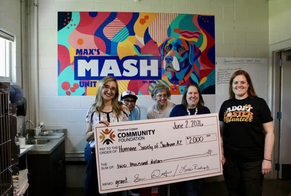 Image of the HSSA group accepting the grant with Florence Copper