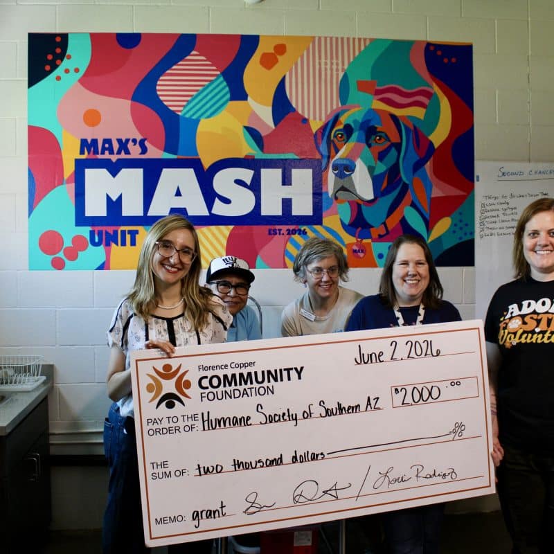 Image of the HSSA group accepting the grant with Florence Copper
